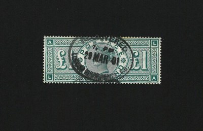 Lot 458 - Great Britain. 1891 £1 green L-A. Well centred, used