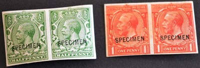 Lot 460 - Great Britain. 1912 - 1924 1/2d and 1d horizontal imperf pairs, overprinted Specimen