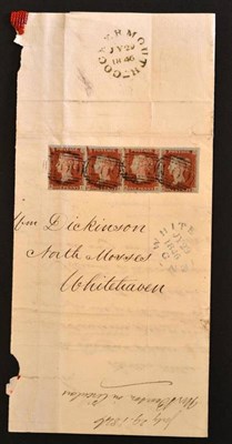 Lot 531 - Great Britain. July 29 1846 part entire to Whitehaven bearing 1841 1d red horizontal strip of...