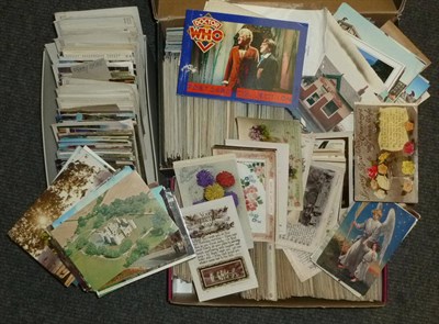 Lot 47 - A Blue Plastic Container and a box housing mainly modern postcards