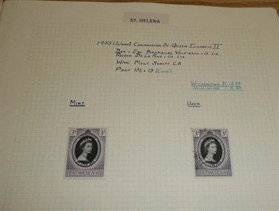 Lot 195 - St. Helena.  A QEII to 1973 mint and used collection in blue F G album with blocks, FDC's etc ....