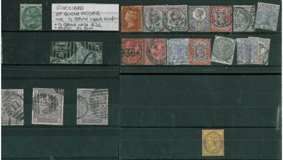 Lot 218 - Great Britain. Four stockcards containing a range of Victorian used issues. Noted 1862 1s green J-G