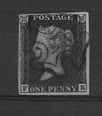 Lot 243 - Great Britain. 1840 1d black F-E, plate 1b. Four margins used with black Maltese cross