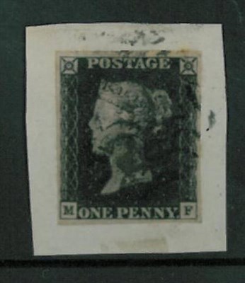 Lot 246 - Great Britain. 1840 1d black M-F, four margins, tied to small piece  by black Maltese cross