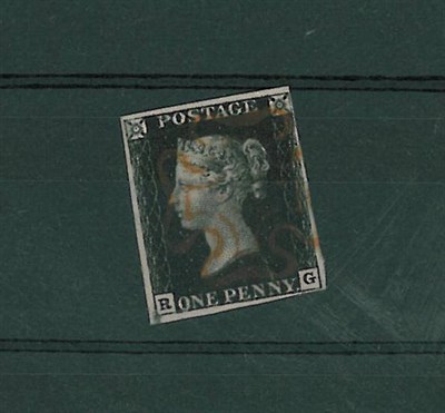 Lot 247 - Great Britain. 1840 1d black R-G, four margins, used with red Maltese cross