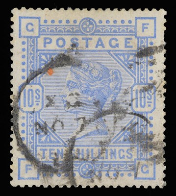 Lot 257 - Great Britain. 1883 10s Cobalt F-G, used. Tired in appearance. BPA Cert 1988