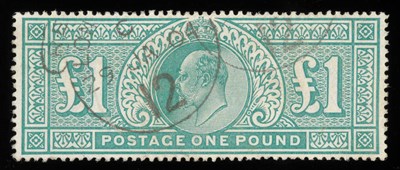 Lot 264 - Great Britain. 1902 £1 green, well centred, used