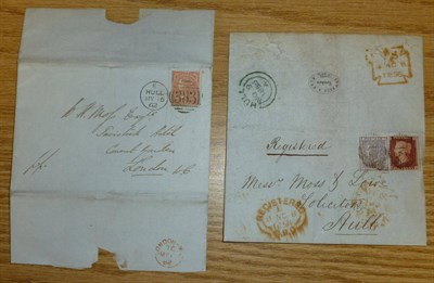 Lot 303 - Great Britain. May 16 1862 entire to Covent Garden, London bearing 4d S-D tied by Hull My 16...