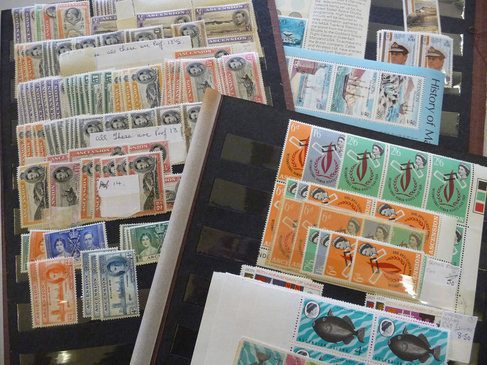 Lot 199 - Ascension Island. Three stock pages containing duplicated mint issues 1934 to 1980 in sets,...