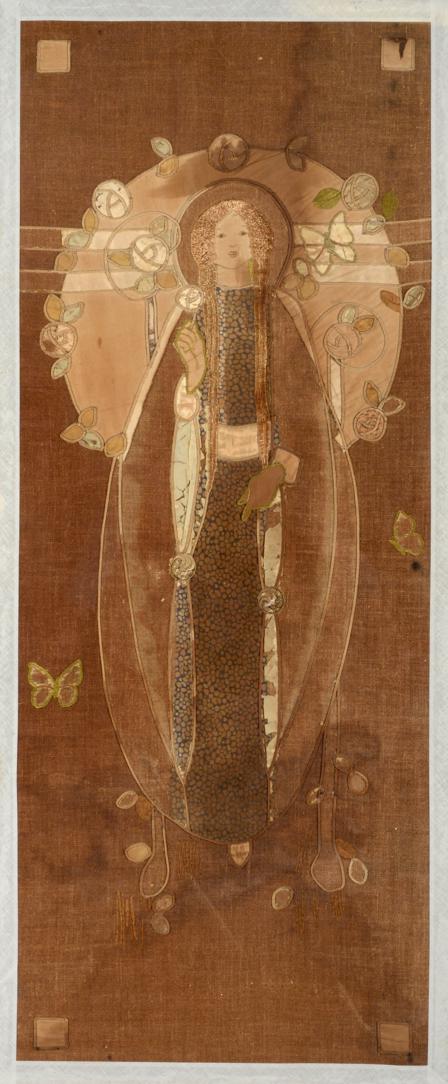 Lot 614 - Attributed to Ann Macbeth (1875-1948): An Embroidered Panel, depicting an an Angel surrounded...
