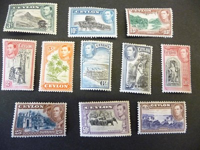 Lot 131 - Ceylon. 1938 - 1949 eleven fresh mint Pictorials including 2c perf 13 1/2 x 13 and 50c perf 13 x 11