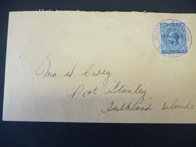 Lot 135 - Falkland Islands. A 1929 cover to Port Stanley bearing 1921 - 1928 2 1/2d tied by fine Wilkins...
