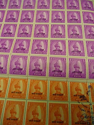 Lot 153 - Nepal. 1960 1r Official complete unmounted sheet of forty two. Also 1983 2r Official complete sheet