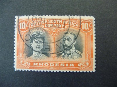 Lot 157 - Rhodesia. 1910 - 1917 10s deep myrtle and orange, used