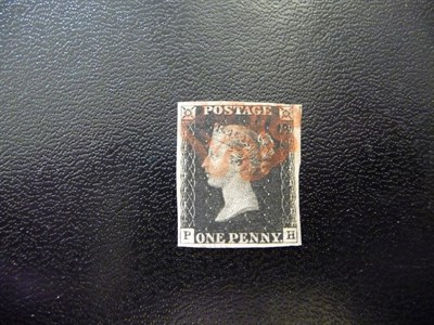 Lot 188 - Great Britain. 1840 1d black P-H, four margins, used with red Maltese cross