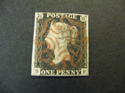 Lot 190 - Great Britain. 1840 1d black S-F, four margins, used with Maltese cross