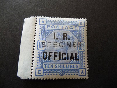 Lot 194 - Great Britain. 1885 - 1892 I R Revenue 10s marginal (blued paper) overprinted Specimen (type 10)