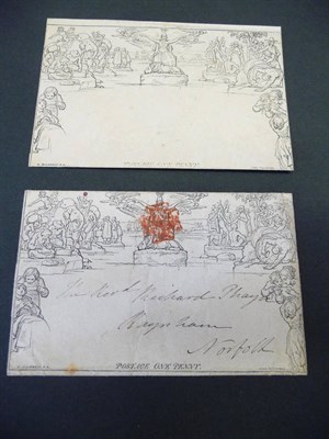 Lot 233 - Great Britain. June 24 1840 1d Mulready Letter Sheet (stereo missing due to wax seal) to...