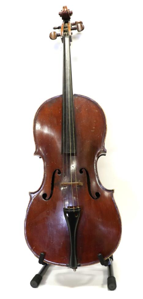 Lot 2003 - Cello 27 3/4"; two piece back, ebony fingerboard and tailpiece, upper bout 12 1/4";, middle...