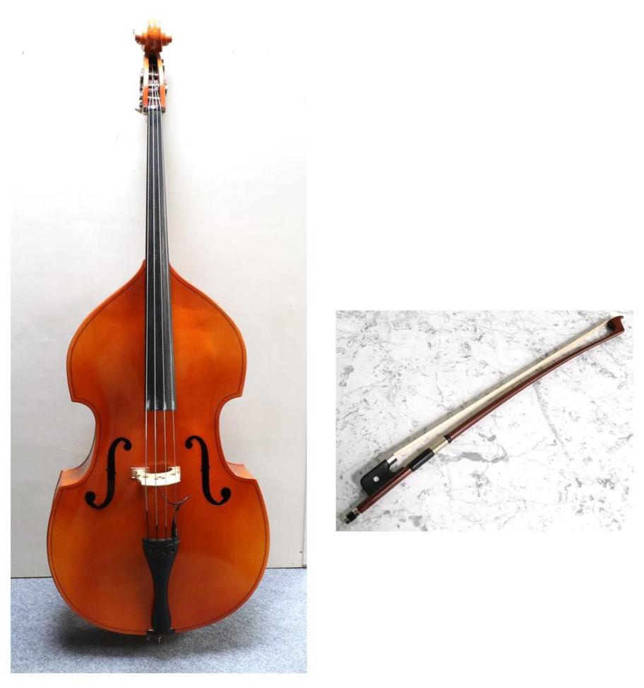 Lot 2010 - Double Bass 41 3/4"; playing length, no label other than small sticker by spike 'Made in German...