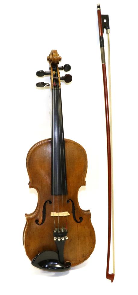 Lot 2016 - Violin 13 1/8"; two piece back, ebony fingerboard, with  label 'Model of Olc Bull Made in Germany'