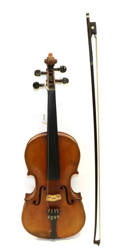 Lot 2028 - Violin 14 1/4"; two piece back, label reads 'Nicolaus Amatus fecit in Cremona 16**, on back of...