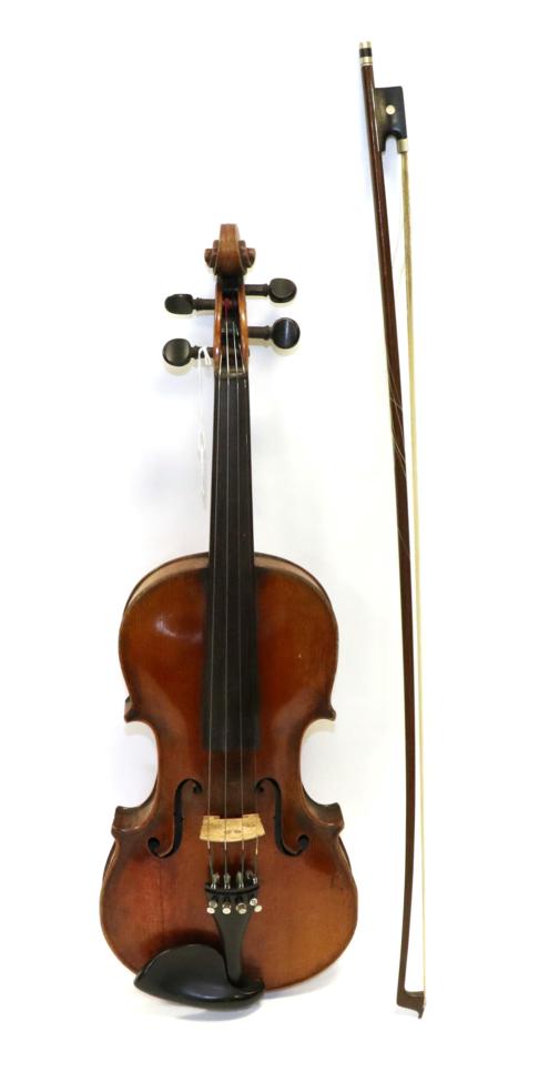 Lot 2032 - Violin 14 1/8"; two piece back, ebony fingerboard and pegs, with label 'Jacobus Stainer, in...