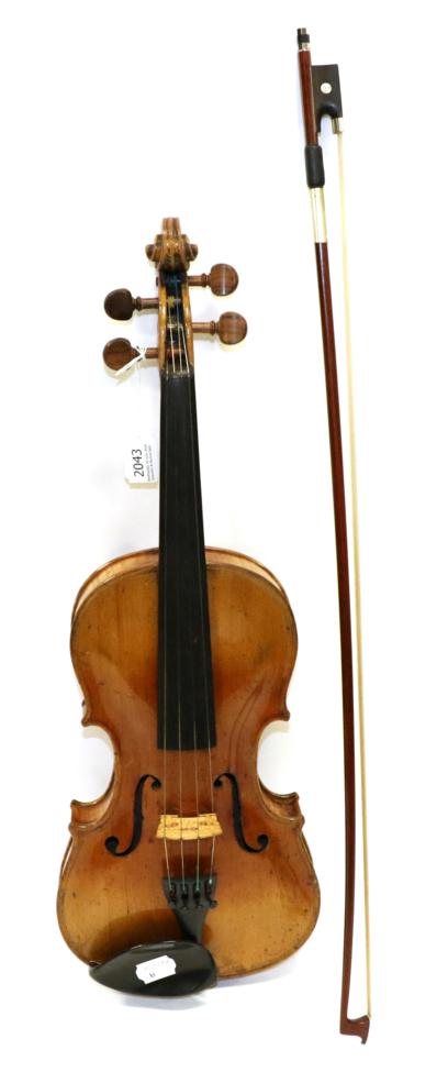 Lot 2043 - Violin 14"; two piece back, ebony finger board, label reads 'Vuillaume, a Paris, rue croix de...