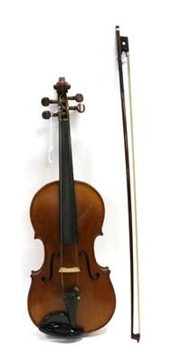 Lot 2050 - Violin 14"; one piece back, ebony fingerboard, no label, cased with bow