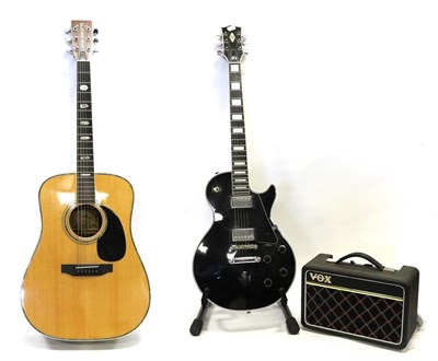 Lot 2077 - Guitar F. Hashimoto Model W350, Japan steel strung acoustic, ebony fingerboard and bridge and...