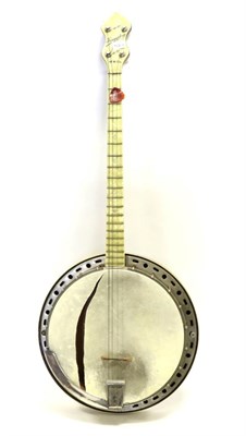 Lot 2086 - Banjo 4-String W R Co. Humphrey, 11"; head, faux mother-of-pearl fingerboard and headstock...