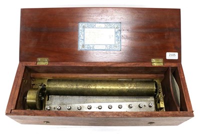Lot 2105 - A Mid 19th Century Swiss Keywind Music Box Mechanism, with 13";, 33.5cm brass cylinder playing...