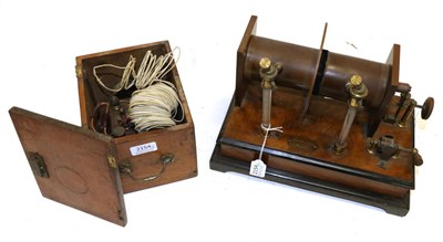 Lot 2154 - John Browning Electric Coil with contacts on glass pillars, together with a W H Hall Medical...
