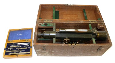 Lot 2162 - Stanley Surveyors Level dark grey lacquered finish (cased) together with a set of WH&S Drawing...