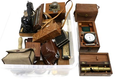 Lot 2167 - Various Instruments including Weather Prognosticator, Field microscope, Harding Rhodes & Co....