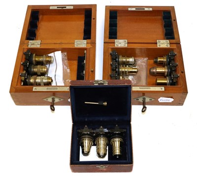 Lot 2175 - Microscope Lenses In Fitted Cases (i) Bausch & Lomb 4mm 0.65NA, Pilscher 1/5 Uncovered, R&J Beck TL