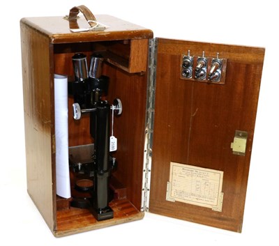 Lot 2180 - W Watson (London) 'Greenought' Stereo Dissection Microscope black lacquered finish, with rack...
