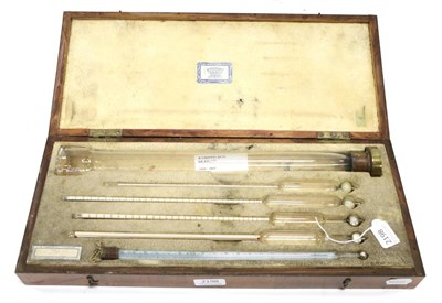 Lot 2198 - R Griffin & Co. (Glasgow) Hydrometer Set consisting of test jar with brass base, four Mercury...