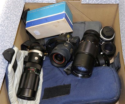 Lot 2265 - Canon T80 Camera with f3.5 35-70mm lens; Soligor f4.5 90-230mm lens; Tamron F2.5 105mm lens;...