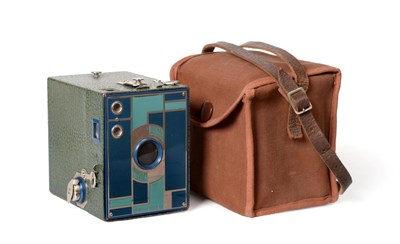 Lot 2267 - Kodak Beau Brownie Camera with blue/turquoise/silver front and green casing