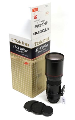 Lot 2304 - Tokina AT-X 400AF f5.6 400mm Lens For Nikon in original box with instructions