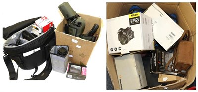 Lot 2321 - Various Cameras, Lenses And Accessories including Pentax Spotmatic F Camera with Soligor f2.8...