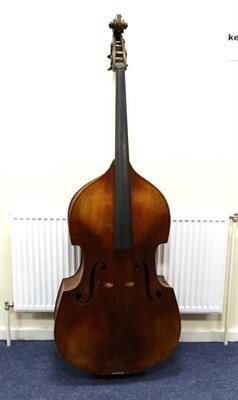 Lot 5006 - Double Bass Three Quarter Size student plywood with label 'Made in Western Germany' has damage...