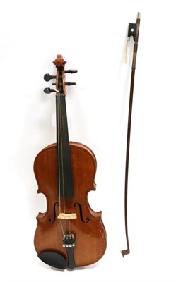 Lot 5010 - Violin 12 5/8"; two piece back, student child violin, ebony fingerboard and tailpiece, with...