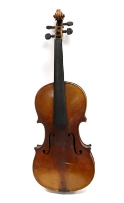 Lot 5014 - Violin 14 1/4"; one piece back, ebony fingerboard, label reads 'Antonius Stradivarius...