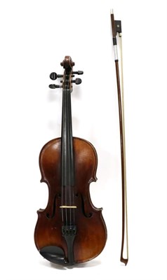 Lot 5015 - Violin 14 1/4"; two piece back, ebony fingerboard, label reads 'Antonius Stradivarius...