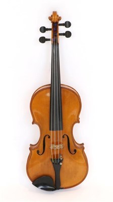 Lot 5025 - Violin 14"; two piece back, ebony fingerboard, tailpiece and pegs, label reads 'Hermann Wagner...