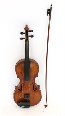 Lot 5029 - Violin 14.25"; one piece back, ebony fingerboard, label reads 'Jacobus Stainer in Absam Prope...