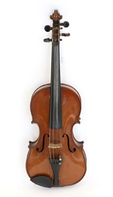 Lot 5033 - Violin 14.25"; two piece back, ebony fingerboard and tailpiece, no label, with black painted...