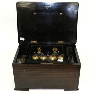 Lot 5080 - Bells In View Cylinder Music Box no.4368, lever wind, with 6.5x1.5"; cylinder, with four bells...